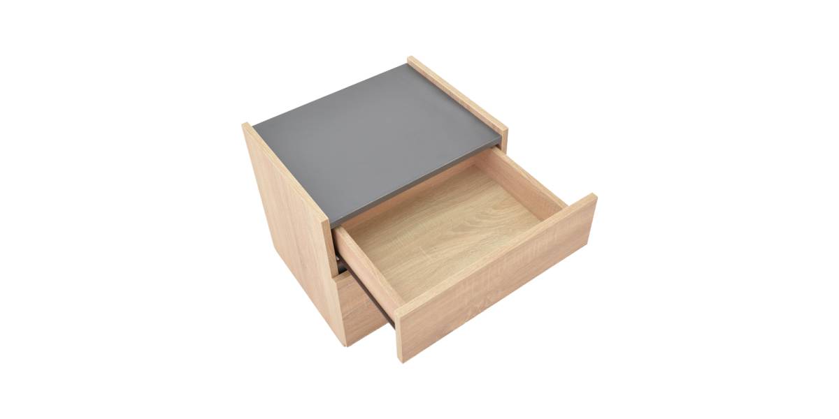 Κομοδίνο Comcie pakoworld σε φυσικό με γκρι απόχρωση 50x42x45.5εκ