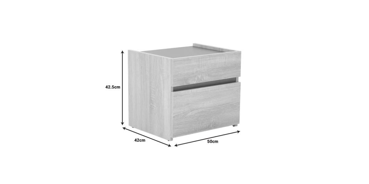 Κομοδίνο Comcie pakoworld σε φυσικό με γκρι απόχρωση 50x42x45.5εκ