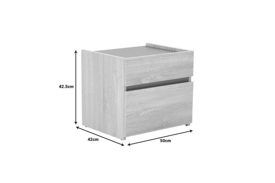 Κομοδίνο Comcie pakoworld σε φυσικό με γκρι απόχρωση 50x42x45.5εκ