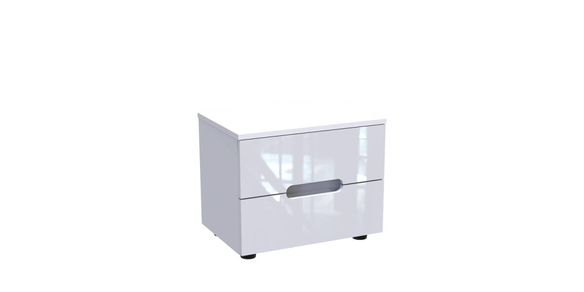 Κομοδίνο Afina pakoworld mdf σε λευκή glossy απόχρωση 50x35x41εκ