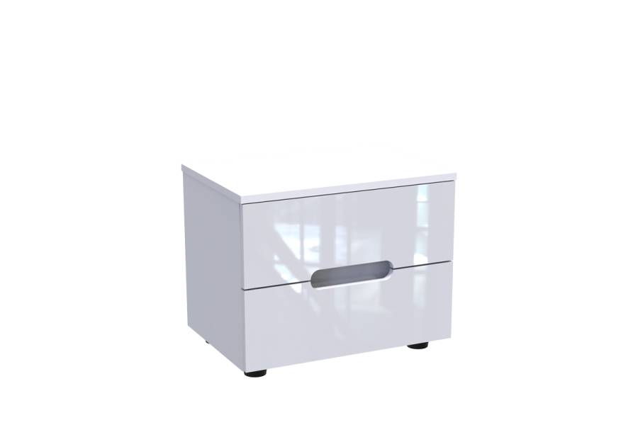 Κομοδίνο Afina pakoworld mdf σε λευκή glossy απόχρωση 50x35x41εκ
