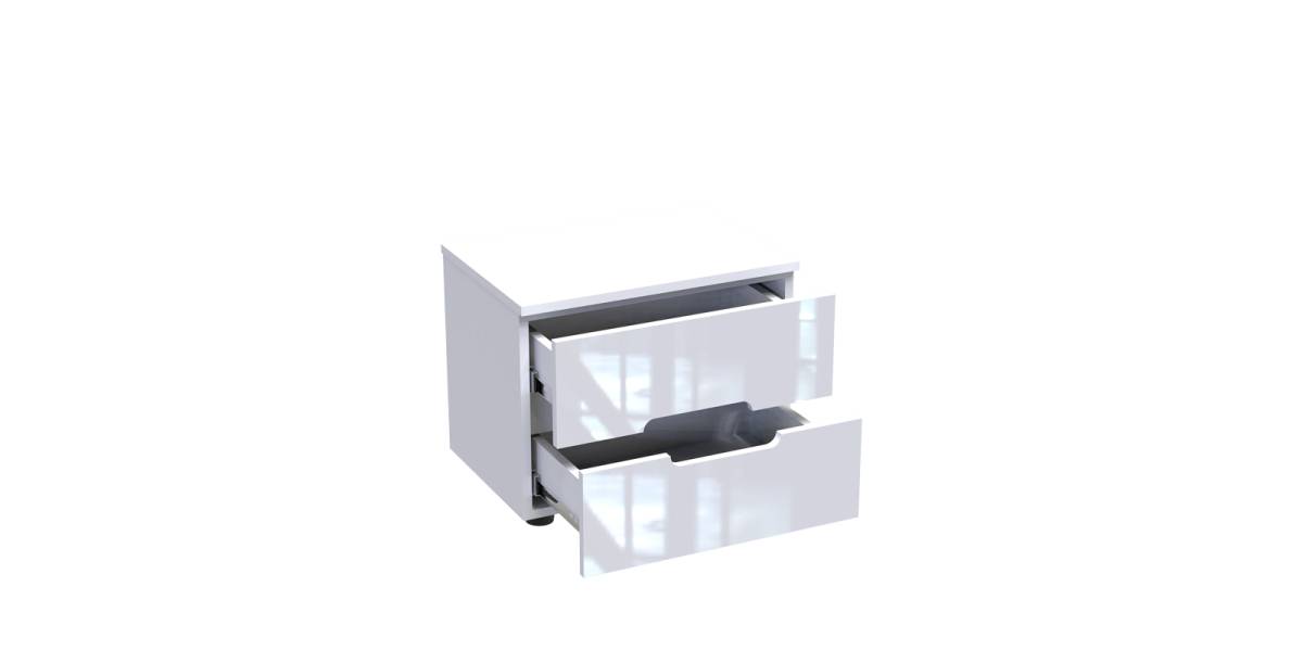 Κομοδίνο Afina pakoworld mdf σε λευκή glossy απόχρωση 50x35x41εκ