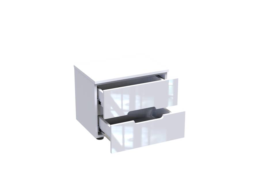 Κομοδίνο Afina pakoworld mdf σε λευκή glossy απόχρωση 50x35x41εκ