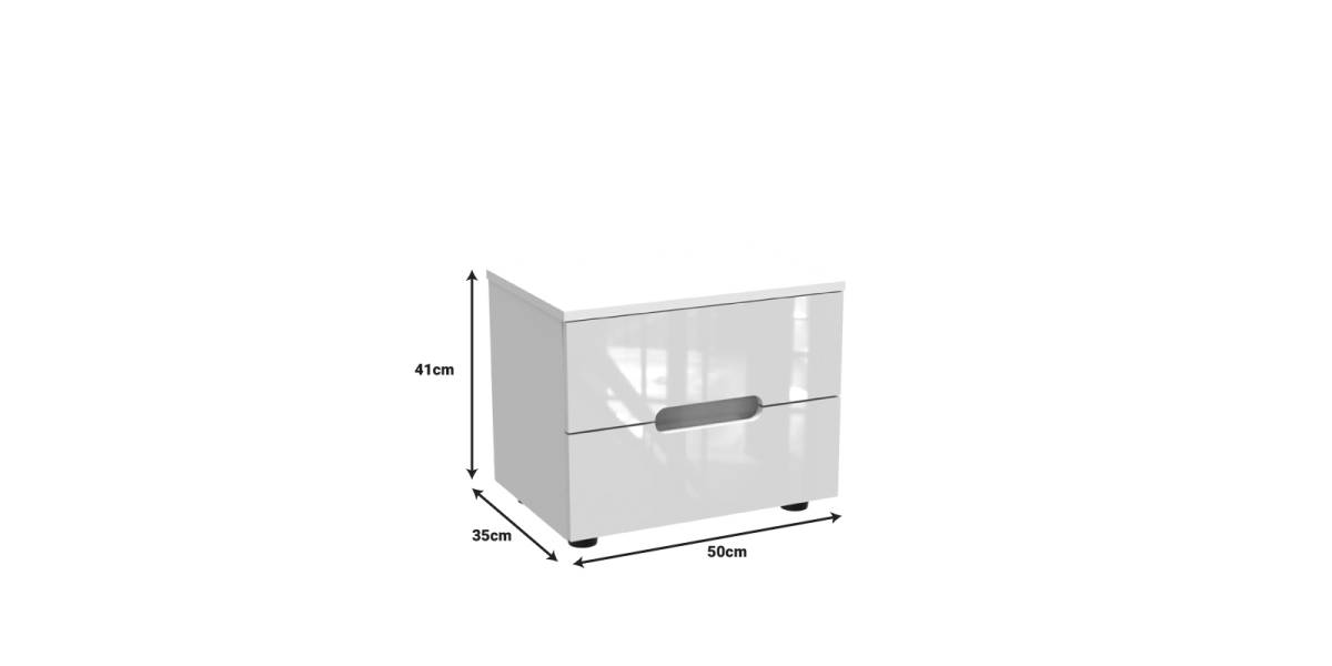 Κομοδίνο Afina pakoworld mdf σε λευκή glossy απόχρωση 50x35x41εκ
