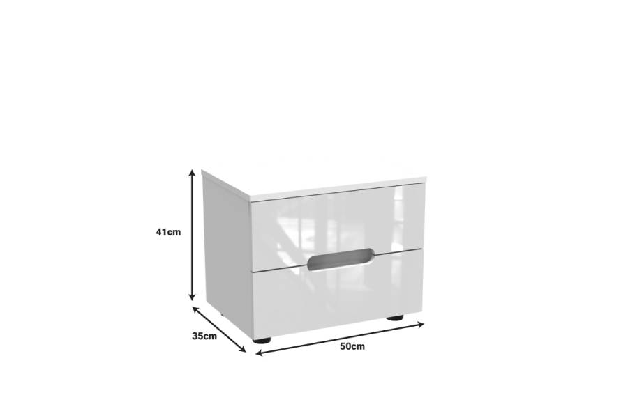 Κομοδίνο Afina pakoworld mdf σε λευκή glossy απόχρωση 50x35x41εκ