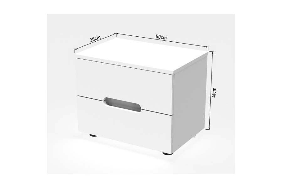 Κομοδίνο Afina pakoworld mdf σε λευκή glossy απόχρωση 50x35x41εκ