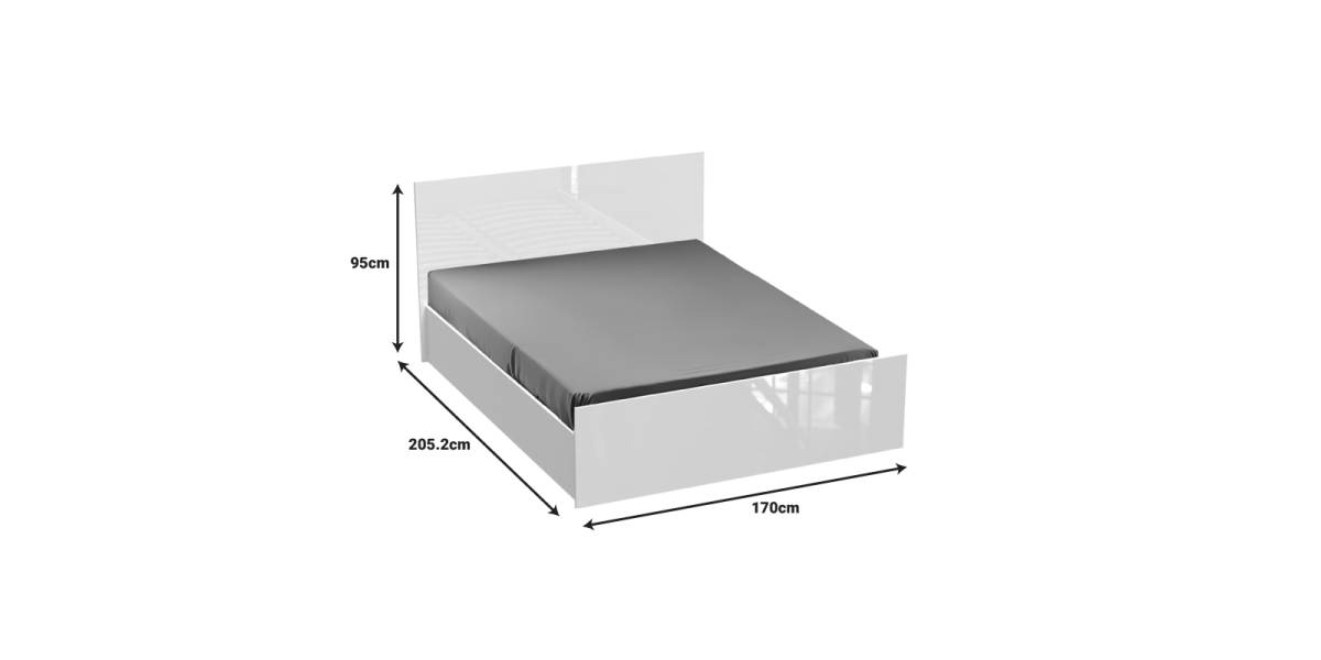 Κρεβάτι διπλό Afina pakoworld σε λευκή glossy απόχρωση 160x200εκ