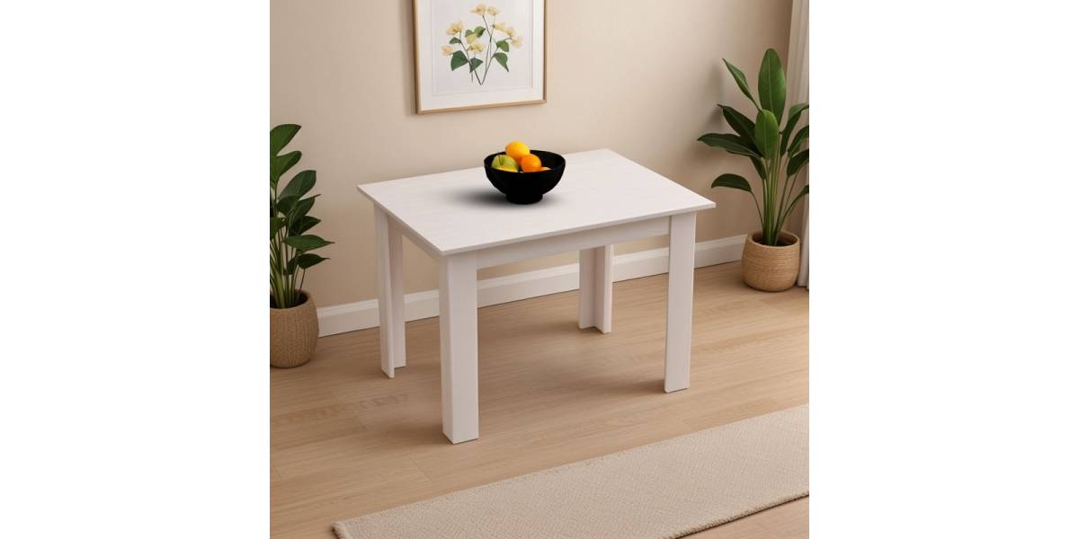Τραπέζι Manka pakoworld σε λευκή απόχρωση 110x80x77εκ
