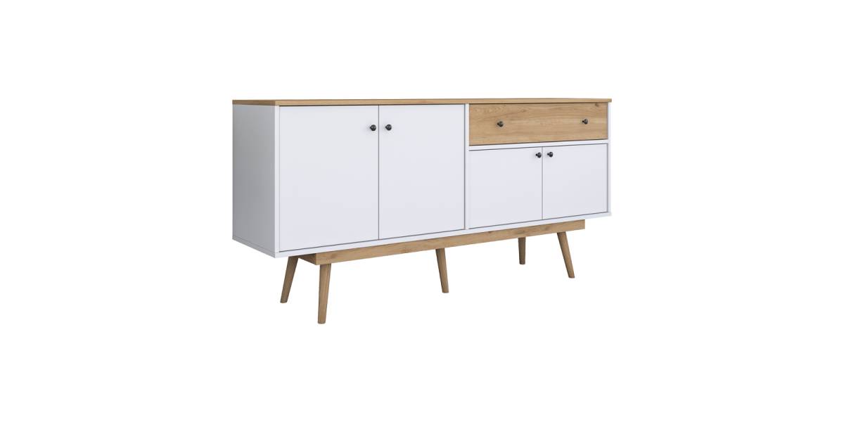 Μπουφές Satava pakoworld pp σε λευκή-καρυδί απόχρωση 180x45x87.6εκ