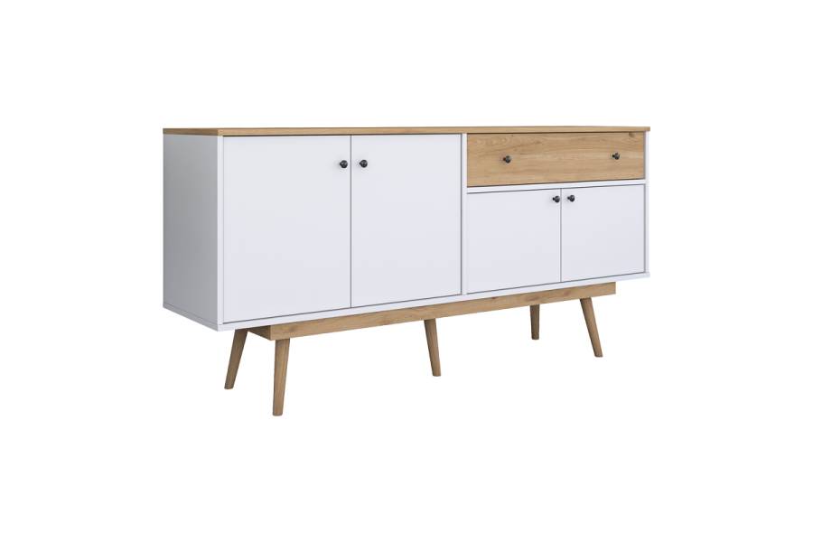 Μπουφές Satava pakoworld pp σε λευκή-καρυδί απόχρωση 180x45x87.6εκ