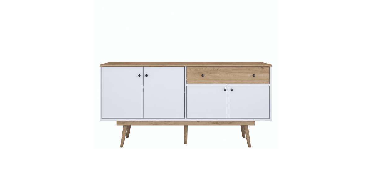 Μπουφές Satava pakoworld pp σε λευκή-καρυδί απόχρωση 180x45x87.6εκ