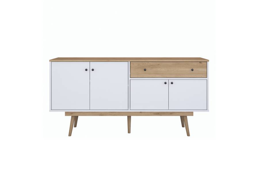 Μπουφές Satava pakoworld pp σε λευκή-καρυδί απόχρωση 180x45x87.6εκ