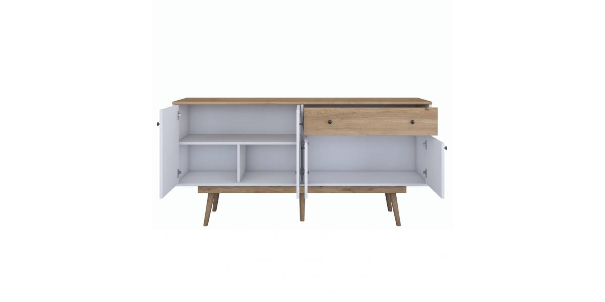 Μπουφές Satava pakoworld pp σε λευκή-καρυδί απόχρωση 180x45x87.6εκ