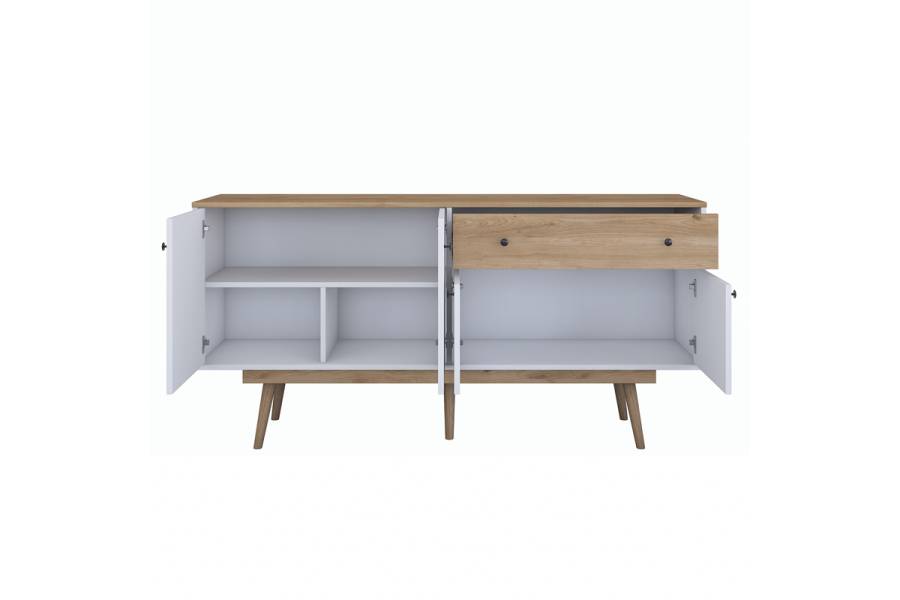Μπουφές Satava pakoworld pp σε λευκή-καρυδί απόχρωση 180x45x87.6εκ