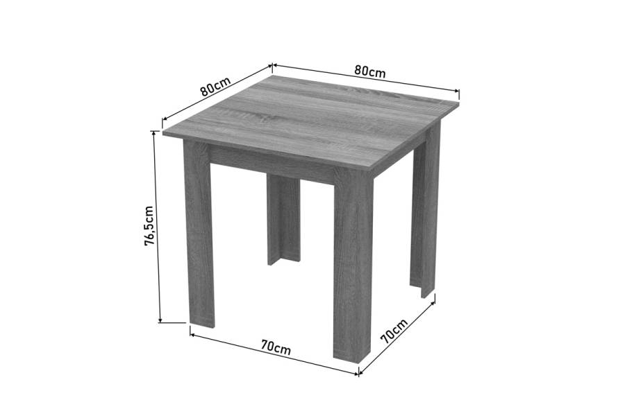 Τραπέζι Manka I pakoworld σε λευκή απόχρωση 80x80x77εκ
