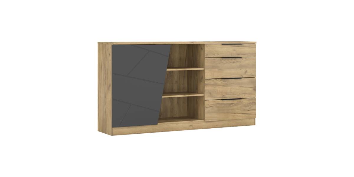 Μπουφές Phoebe pakoworld σε sonoma - γκρι απόχρωση 170.2x40x92εκ