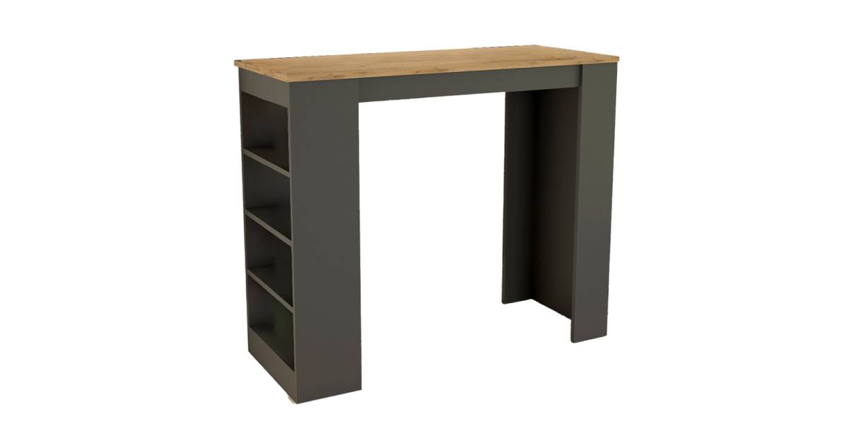 Τραπέζι μπαρ Birma pakoworld σε oak-ανθρακί απόχρωση 120x51.5x102εκ