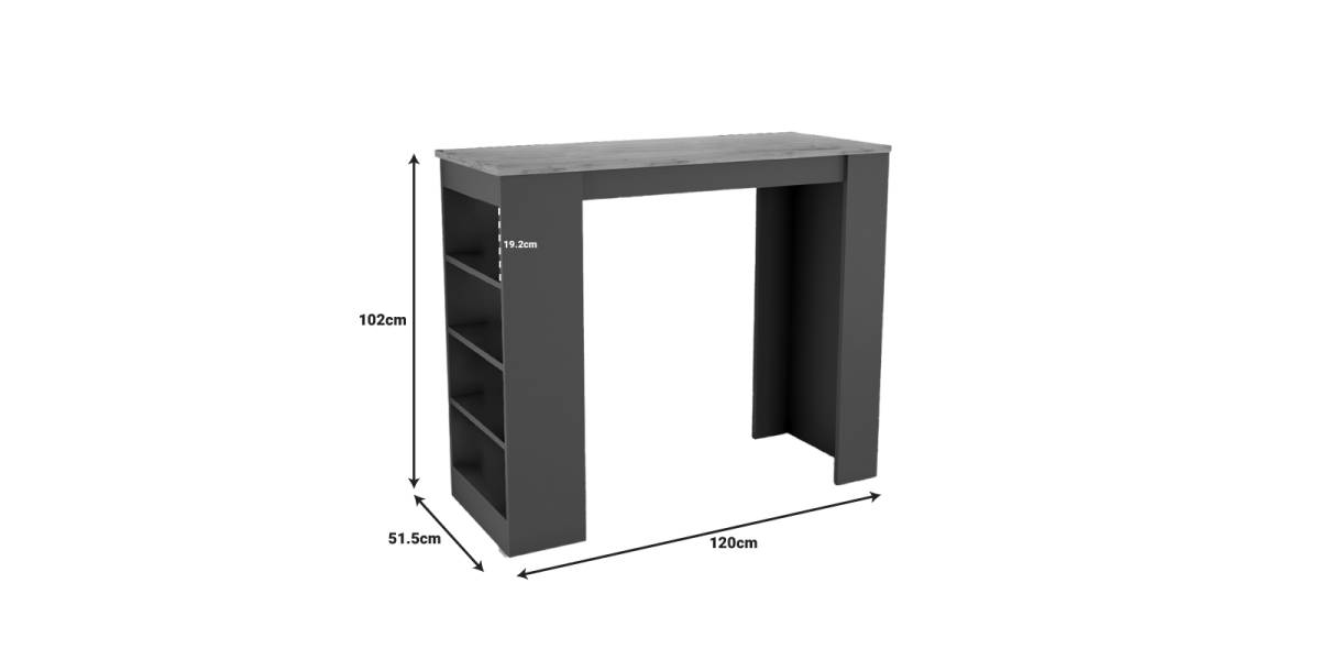 Τραπέζι μπαρ Birma pakoworld σε oak-ανθρακί απόχρωση 120x51.5x102εκ