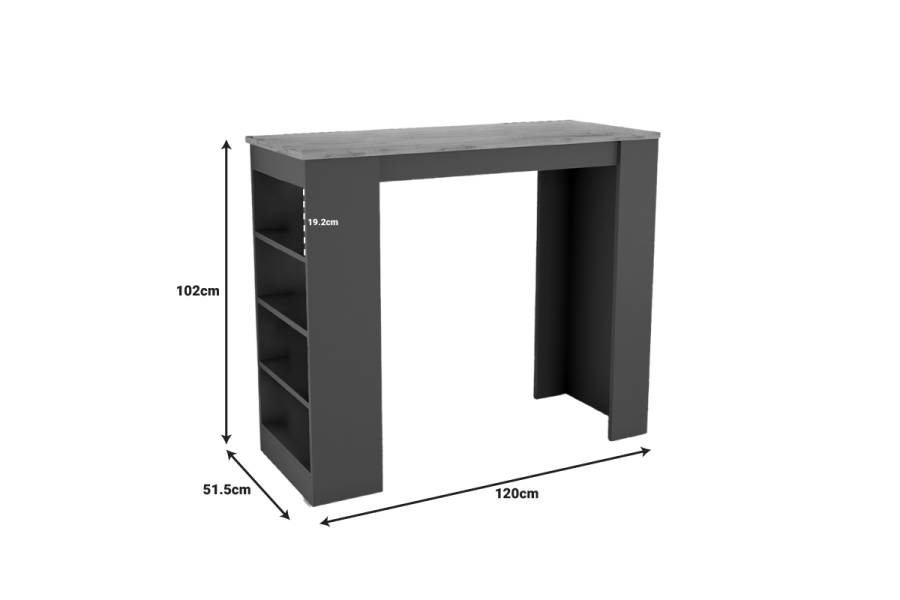 Τραπέζι μπαρ Birma pakoworld σε oak-ανθρακί απόχρωση 120x51.5x102εκ