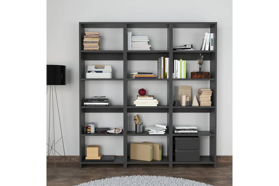 Βιβλιοθήκη Rabuku pakoworld σε ανθρακί απόχρωση 146x22x160εκ