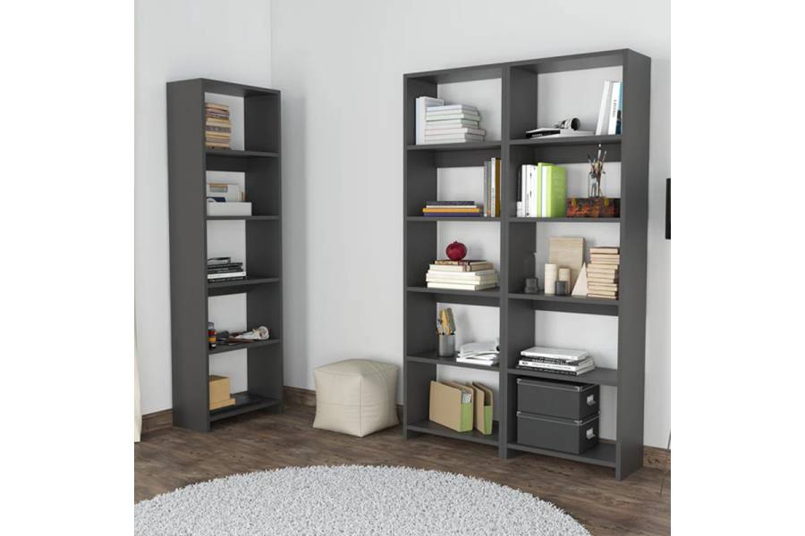 Βιβλιοθήκη Rabuku pakoworld σε ανθρακί απόχρωση 146x22x160εκ