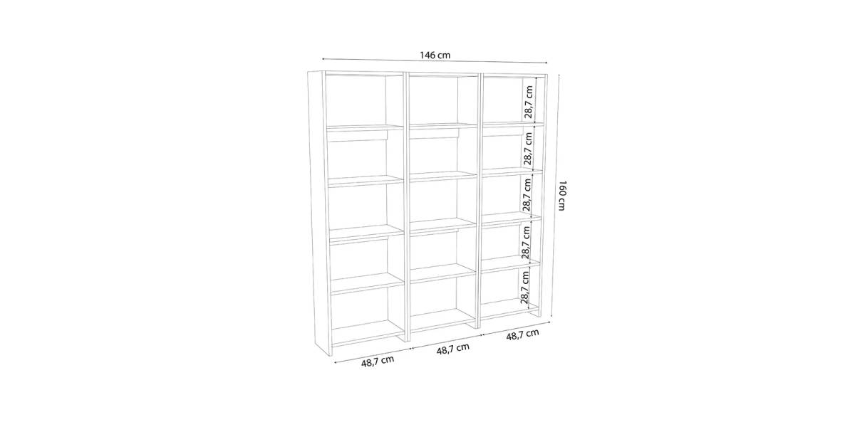Βιβλιοθήκη Rabuku pakoworld σε ανθρακί απόχρωση 146x22x160εκ