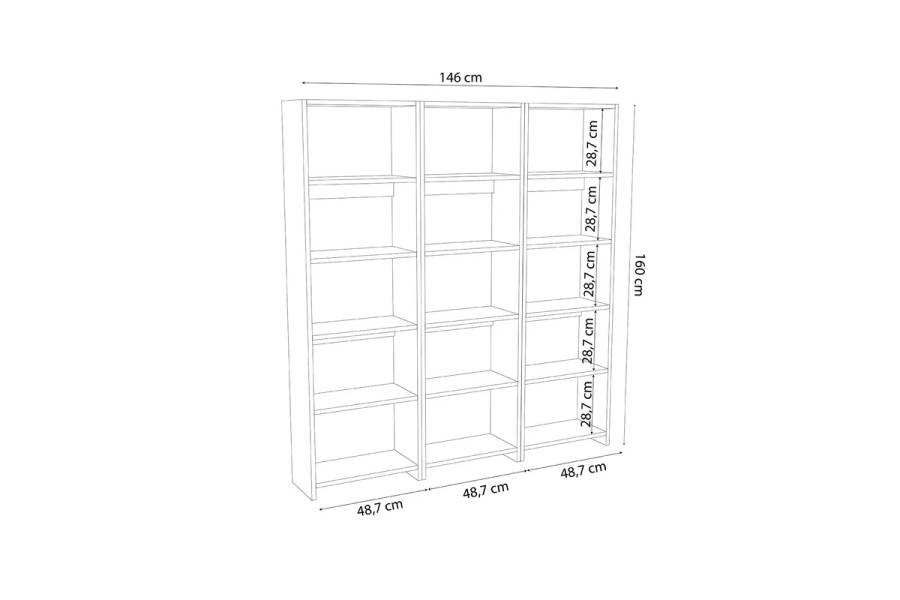 Βιβλιοθήκη Rabuku pakoworld σε ανθρακί απόχρωση 146x22x160εκ
