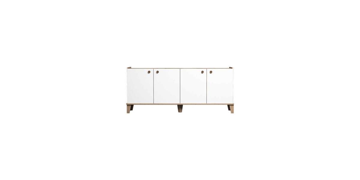 Μπουφές Lethak pakoworld σε oak-λευκή απόχρωση 180x41x78εκ