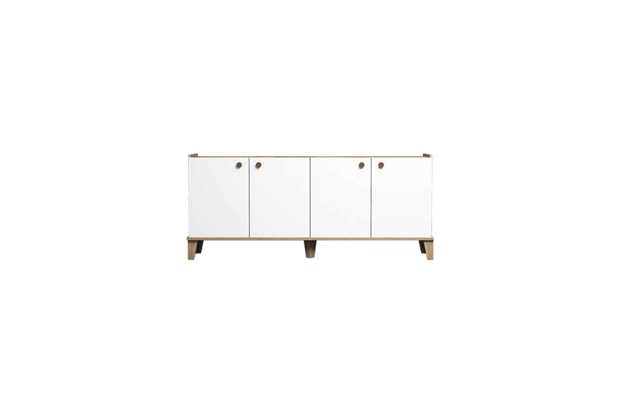 Μπουφές Lethak pakoworld σε oak-λευκή απόχρωση 180x41x78εκ