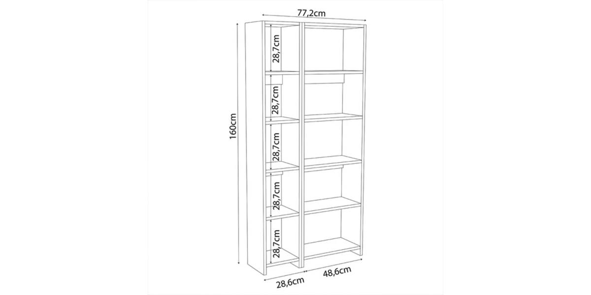 Βιβλιοθήκη Alkathi pakoworld σε λευκή απόχρωση 77x22x160εκ