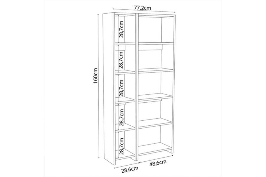 Βιβλιοθήκη Alkathi pakoworld σε λευκή απόχρωση 77x22x160εκ
