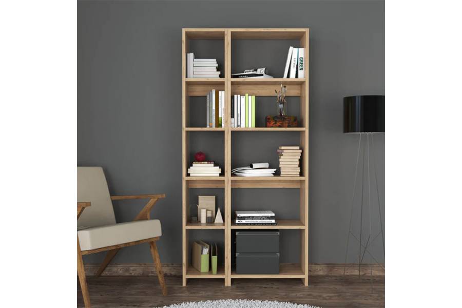 Βιβλιοθήκη Alkathi pakoworld σε oak απόχρωση 77x22x160εκ
