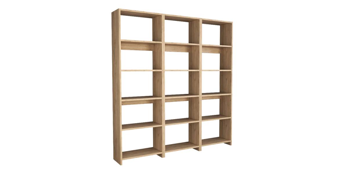 Βιβλιοθήκη Rabuku pakoworld σε oak απόχρωση 146x22x160εκ