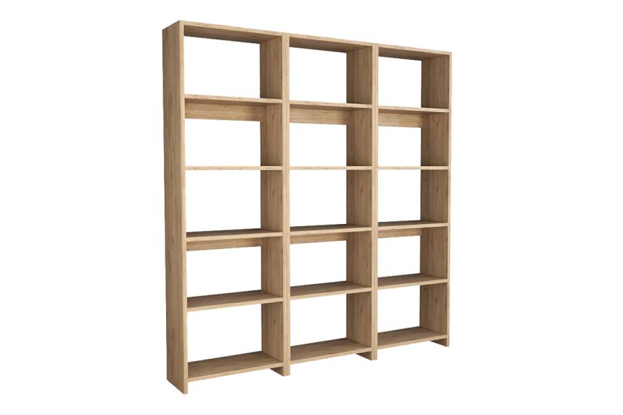 Βιβλιοθήκη Rabuku pakoworld σε oak απόχρωση 146x22x160εκ