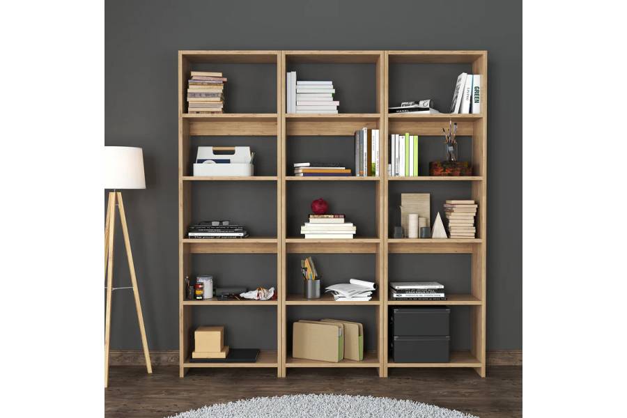 Βιβλιοθήκη Rabuku pakoworld σε oak απόχρωση 146x22x160εκ