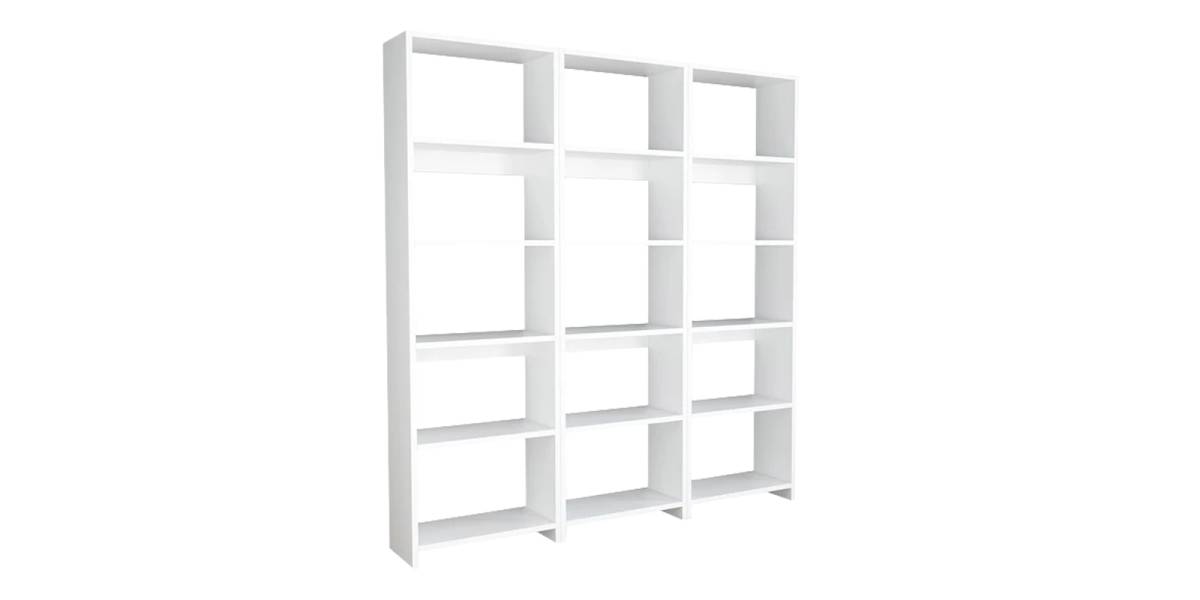 Βιβλιοθήκη Rabuku pakoworld σε λευκή απόχρωση 146x22x160εκ