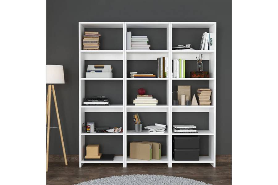 Βιβλιοθήκη Rabuku pakoworld σε λευκή απόχρωση 146x22x160εκ