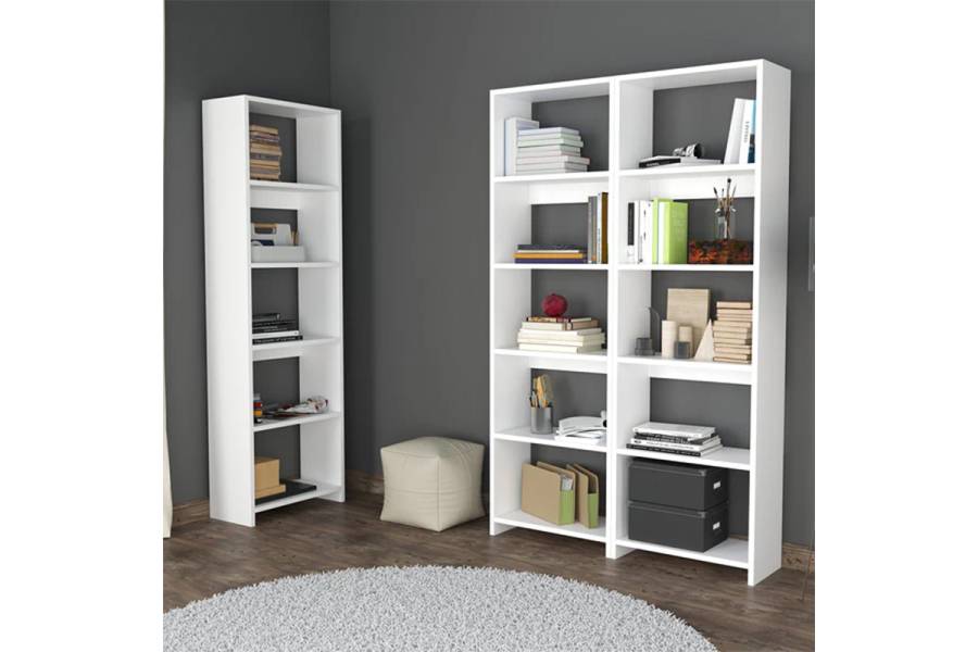Βιβλιοθήκη Rabuku pakoworld σε λευκή απόχρωση 146x22x160εκ
