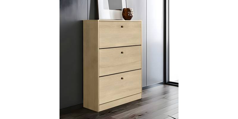 Παπουτσοθήκη Warat pakoworld 3 θέσεων σε φυσική απόχρωση 80x24x112εκ