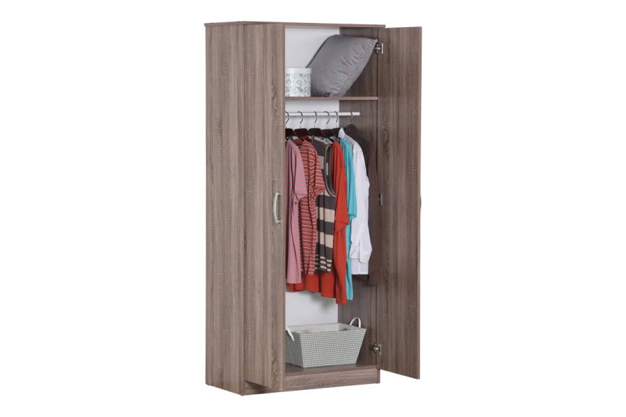 Ντουλάπα ρούχων δίφυλλη Zelia pakoworld σε sonoma-oak απόχρωση 79x42x180εκ
