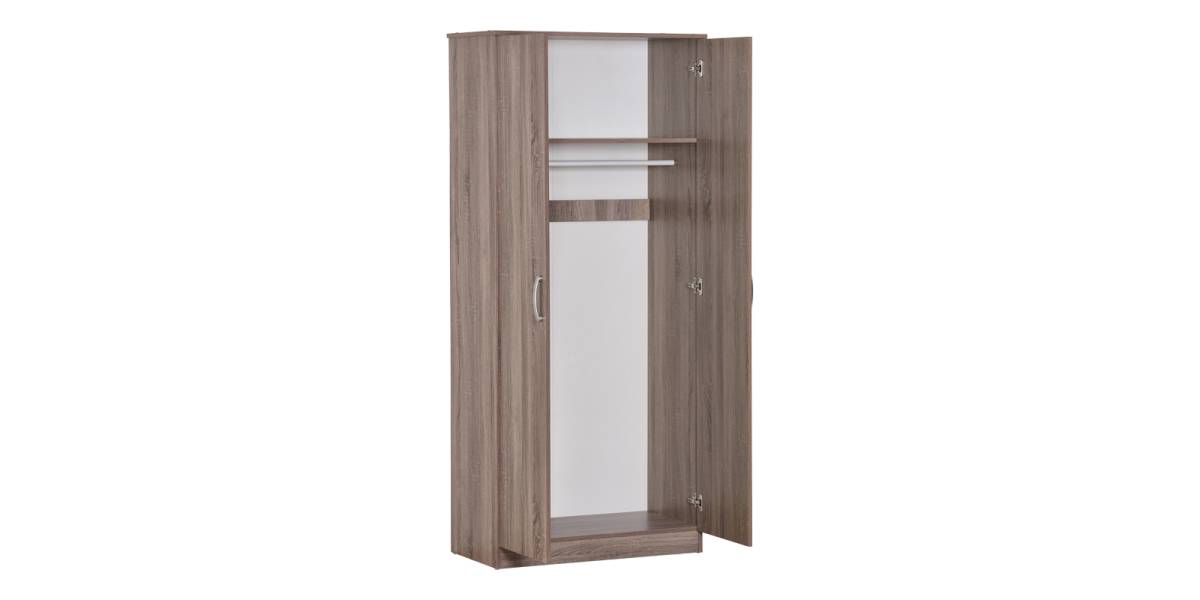 Ντουλάπα ρούχων δίφυλλη Zelia pakoworld σε sonoma-oak απόχρωση 79x42x180εκ