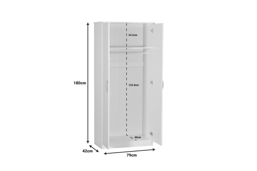 Ντουλάπα ρούχων δίφυλλη Zelia pakoworld σε sonoma-oak απόχρωση 79x42x180εκ