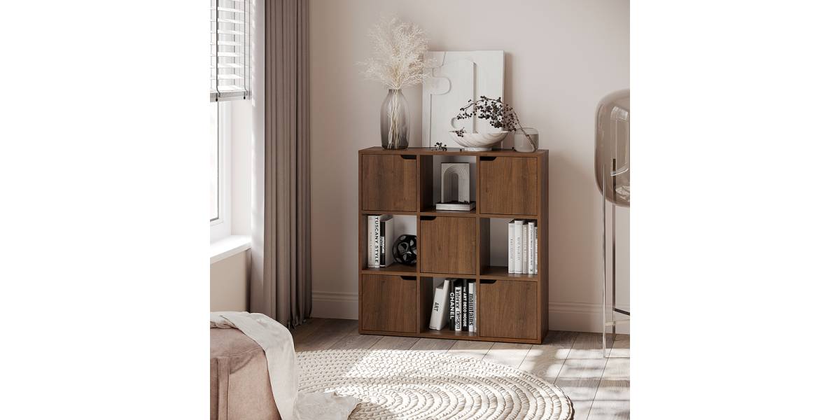 Βιβλιοθήκη Bookel pakoworld σε καρυδί απόχρωση 88.5x27.5x89.3εκ