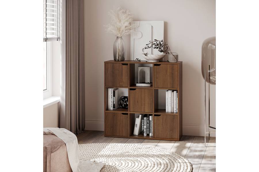 Βιβλιοθήκη Bookel pakoworld σε καρυδί απόχρωση 88.5x27.5x89.3εκ