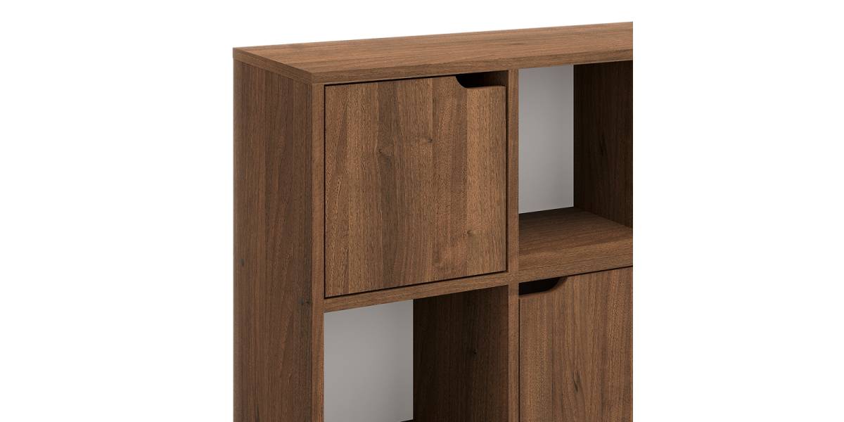 Βιβλιοθήκη Bookel pakoworld σε καρυδί απόχρωση 88.5x27.5x89.3εκ