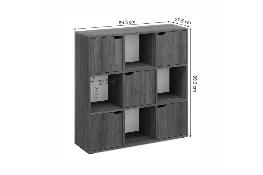 Βιβλιοθήκη Bookel pakoworld σε καρυδί απόχρωση 88.5x27.5x89.3εκ