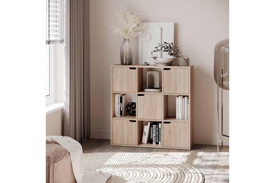 Βιβλιοθήκη Bookel pakoworld σε sonoma απόχρωση 88.5x27.5x89.3εκ