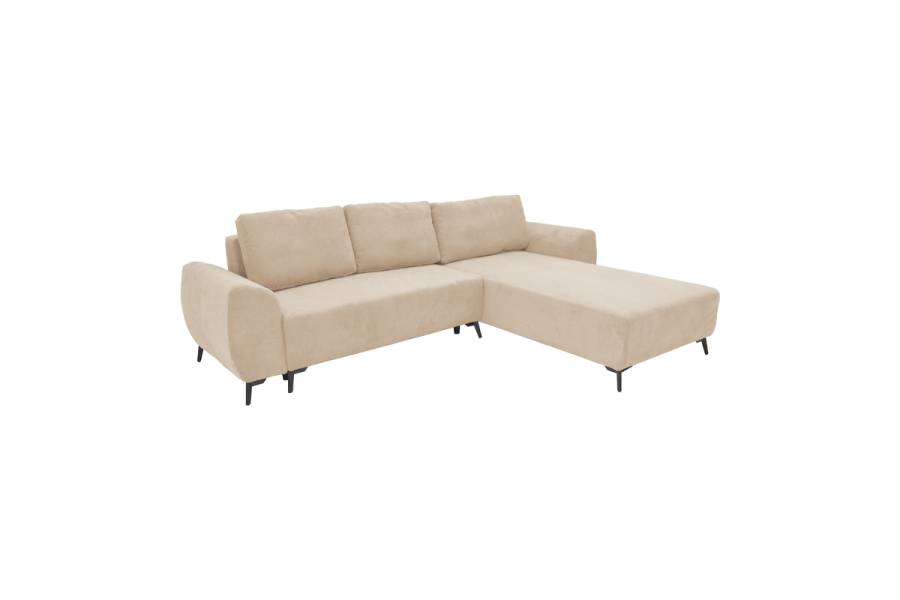Kαναπές κρεβάτι τριθέσιος αναστρέψιμος Settee pakoworld ύφασμα με αποθηκευτικό χώρο σε μπεζ απόχρωση 286x204x93εκ