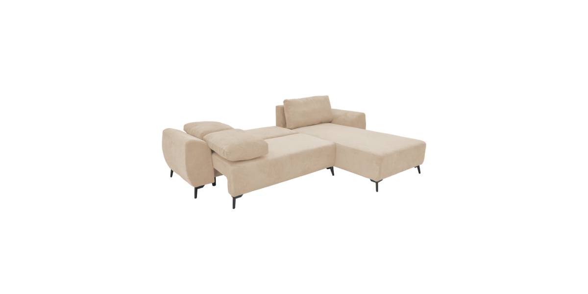 Kαναπές κρεβάτι τριθέσιος αναστρέψιμος Settee pakoworld ύφασμα με αποθηκευτικό χώρο σε μπεζ απόχρωση 286x204x93εκ