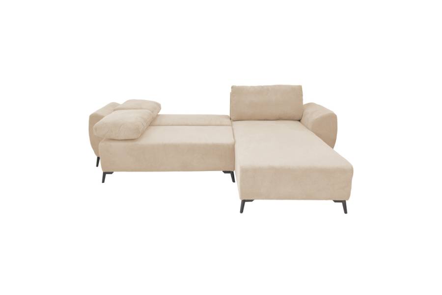 Kαναπές κρεβάτι τριθέσιος αναστρέψιμος Settee pakoworld ύφασμα με αποθηκευτικό χώρο σε μπεζ απόχρωση 286x204x93εκ
